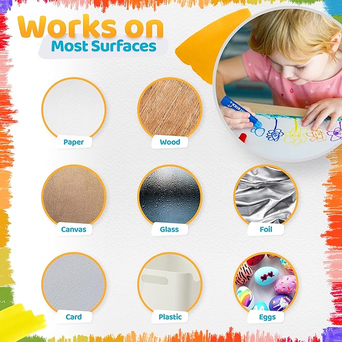 Tempera Paint Sticks Classic Colors 12 Pack - Non-Toxic, Washable, No Mess, Multi-Color for Kids Perfect for Creative Art Projects