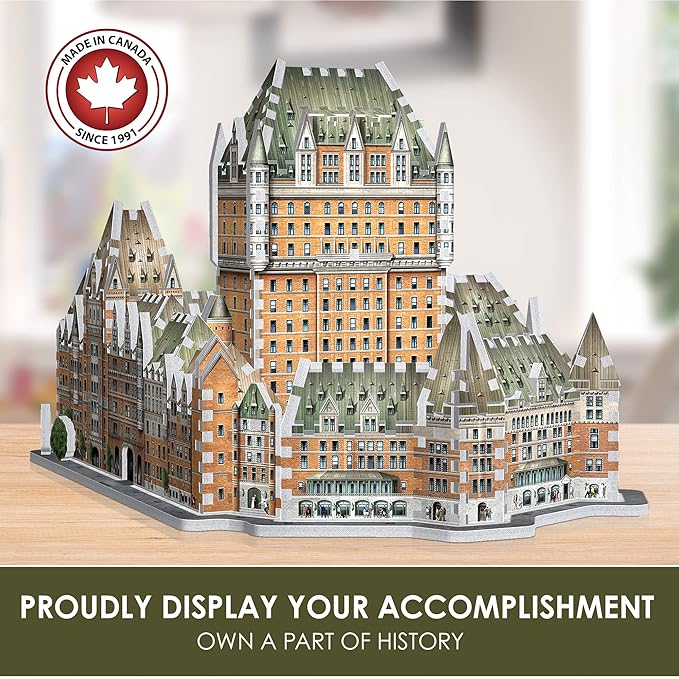 Wrebbit3D Château Frontenac 3D Puzzle | 865 Jigsaw Puzzle Pieces | Castles and Cathedrals Collection