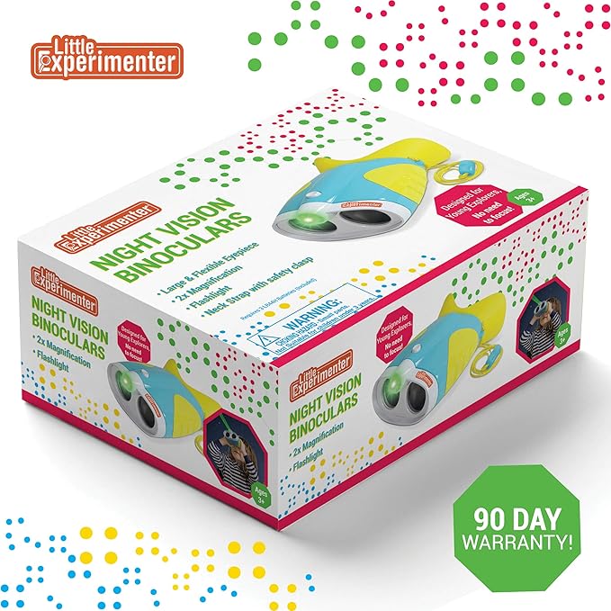 Little Experimenter Night Vision Binoculars for Toddlers & Kids, Flash Light & Face Comfort Rubber, Ideas, Outdoor Toys, Educational STEM Gifts for Boys & Girls Ages 3 4 5 6 Year Old