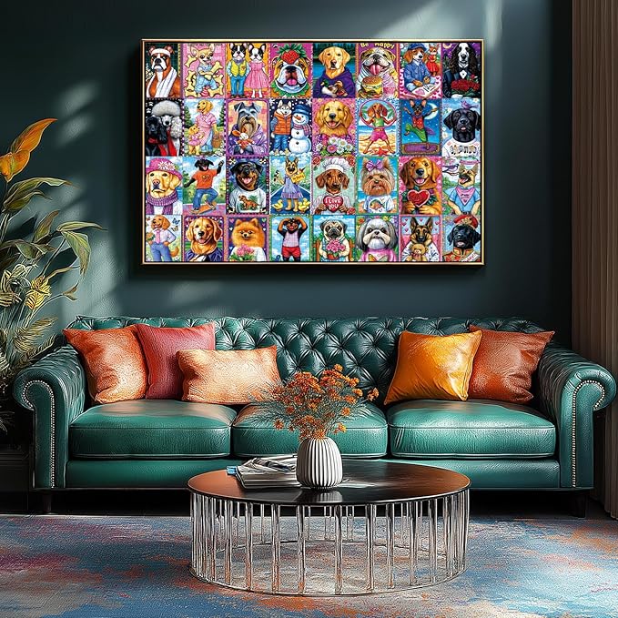 Dog Collage 1000 Piece Jigsaw Puzzle for Adults Colorful Pet Portrait Unique Fun Dogs Jigsaw Puzzles Challenging Funny Family Puzzle Perfect for Game Nights (27.5"x19.6")