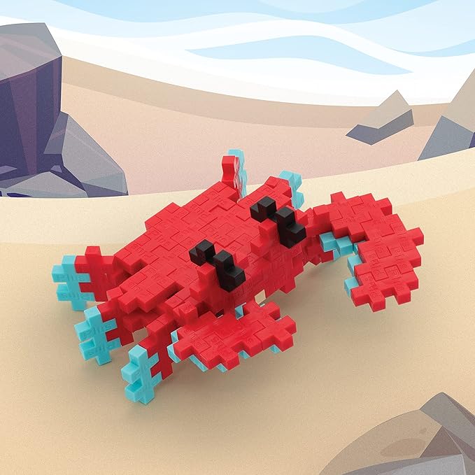 PLUS PLUS 3D Puzzle Building Block Set, 70 Mini Interlocking Pieces, Fun STEM Toys for Kids - Crab Mini Maker Tube