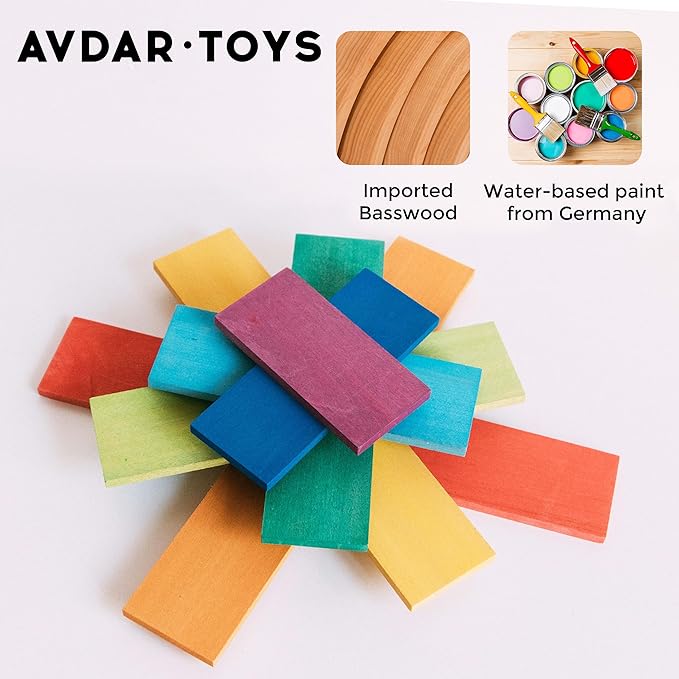 AVDAR Wooden Rainbow Stacking Toy, 8Pcs Rainbow Stacker, Montessori Educational Building Blocks, 8-Color Puzzles Blocks Steps Staircase for Boys Girls Gifts
