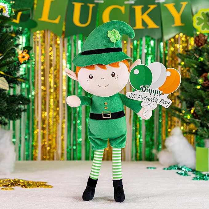 Gloveleya Personalized St Patrick's Day Plush with Your Name - Cute Custom Boy Doll Irish Soft Plush Doll for Girls Plush Doll Customized Gifts - Muñecas de Trapo Personalizadas para Niñas