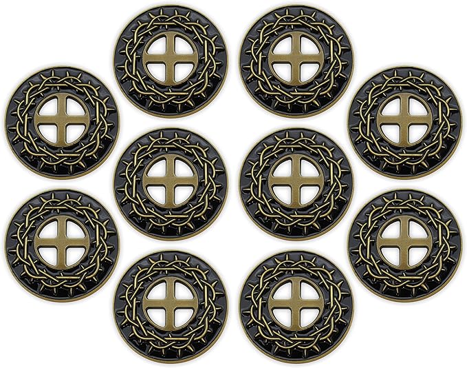 Crown of Thorns Coin, Bulk Pack of 10, by His Stripes We are Healed, Isaiah 53:5 Gift, Pocket Token of Healing and Protection, Collectible Challenge Coin for Easter, Sobriety & Recovery Chip