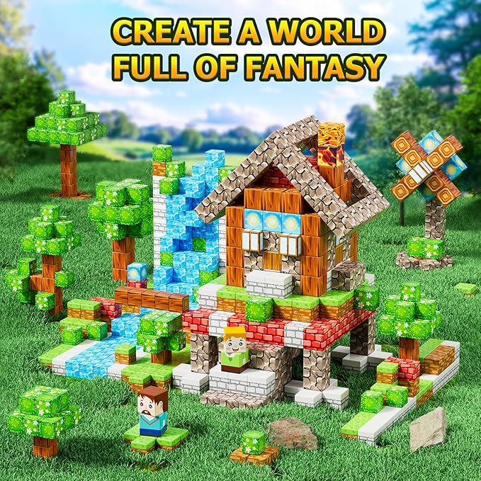Magnetic Blocks,150PCS Magnetic Building Cube Game,Magnet Blocks Tiles Constructions Toys,STEM Educational Building Blocks for Kids,Christmas Birthday Gifts for Boys and Girls Age 3+ Years Old