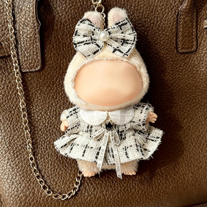 Clothes for LABUBU 17cm Doll (NO Doll), Outfit for LABUBU, Dress and Hairpin Set for LABUBU Dress Up, Fashion and Premium Dolls Accessories for LABUBU (Style P)