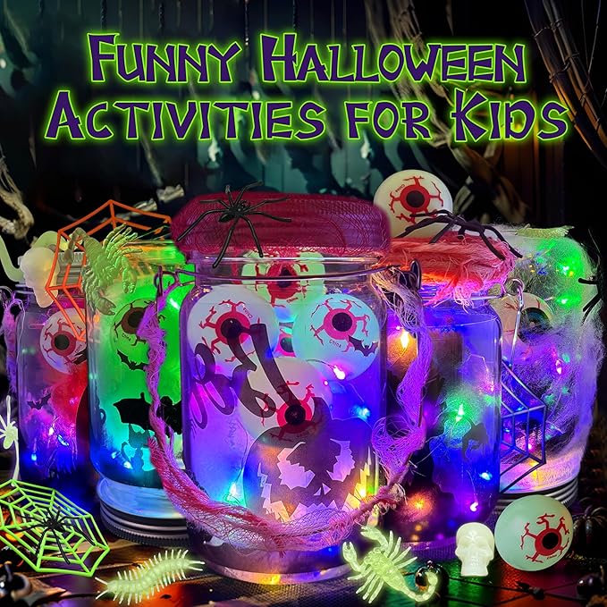 RBONIGHT 6PCS Halloween Lantern Craft Kit, Craft for Kids Age 6-8,8-12, DIY Decorations Art Project, Creative Activities for Party, Halloween Toys for Basket Stuffers Gifts