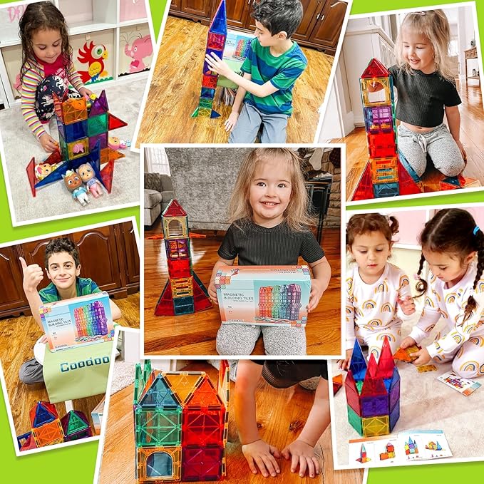 Magnetic Tiles Kids Toys STEM Magnet Toy for Toddler Magnetic Blocks Building Preschool Learning Sensory Montessori Toys for 3+ Year Old Boys and Girls, Safe Creativity Toddler Kids Toy 40PCS