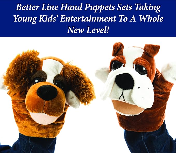 Animal Hand Puppets Set for Kids & Adults - 12.5" Premium Quality Soft Plush Toys with Movable Mouths - Perfect for Storytelling, Teaching, Preschool, Role-Play - Durable, Vibrant, Educational Puppets