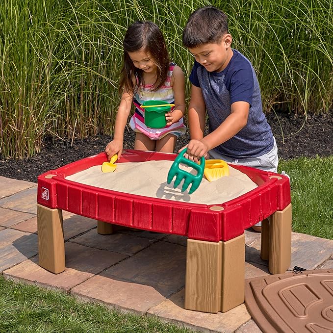 Step2 Naturally Playful Sand Table, Kids Sand Activity Sensory Table, 5 Piece Accessory Kit, Toddler Summer Outdoor Toys, 2+ Years Old