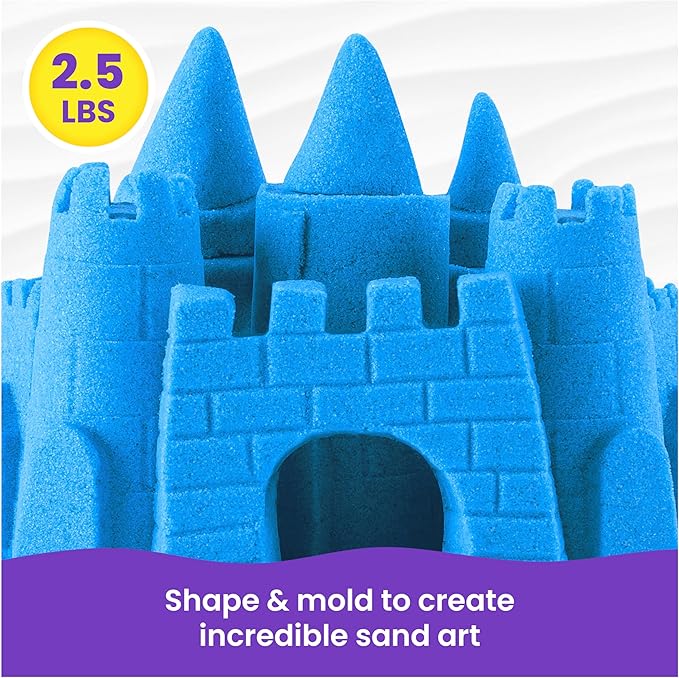 Kinetic Sand, 2.5lbs Blue Play Sand, Moldable Sensory Toys for Kids, Resealable Bag (Packaging May Vary), for Ages 3 and up