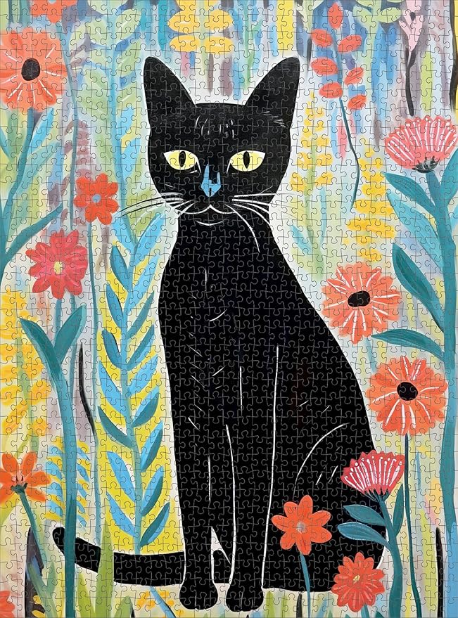 Cross & Glory - Garden Whiskers: A Feline's Floral Haven - 1000 Piece Jigsaw Puzzle for Adults | Artistic Satin Finish | Vibrant Garden Theme
