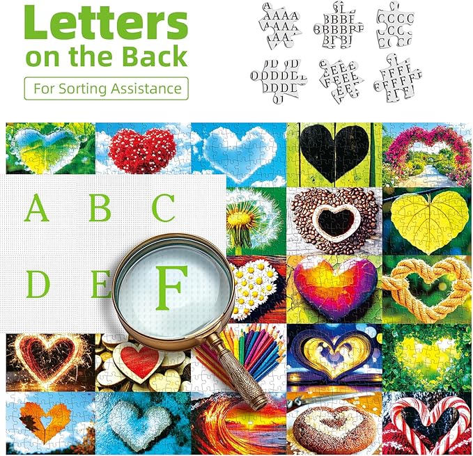 Love Heart 1000 Piece Puzzle for Adults Valentine's Love Collage Puzzles for Adults 1000 Pieces Colorful Love Shaped Jigsaw Puzzles 1000 Pieces Family Challenging Puzzle (27.5"X19.6")