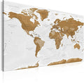 artgeist Pinboard World Map 35x24 in - Cork Board & Canvas Print Wall Art 1 pcs Memoboard with 50 Pins Noticeboard Message Board Image Picture Home Decor Travel Map k-A-0104-p-b