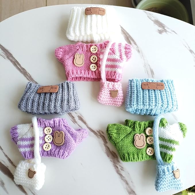 15cm & 17cm Doll Clothes Outfits Set - Premium Dress Up Bundle with Exquisite Accessories | Soft Fabric Fashion Doll Costume for 15-17cm Dolls (3set Pink+Purple+Green)