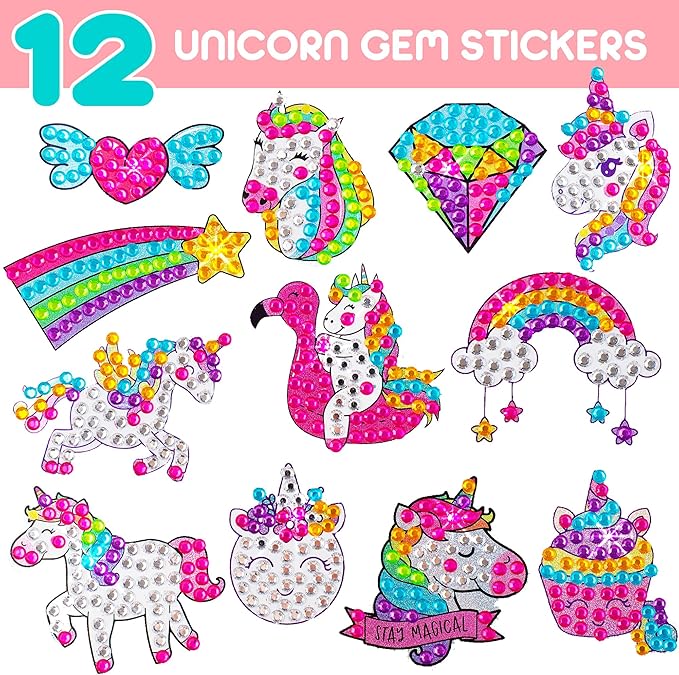 Blue Squid Diamond Art Kits for Kids – Unicorn - Fun & Easy DIY 5D Gem Art Gift Set for Keychains, Stickers, Sun Catchers - Diamond Painting Kit Arts & Crafts Kit for Kids, Girls, Boys Ages 6-12