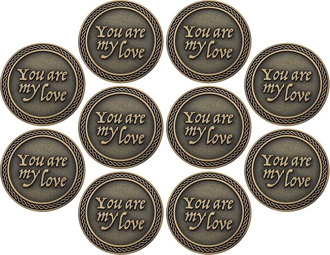 Bulk Set of 10 Romantic Love Expression Coins, You are My Love, with You Forever Won't Be Long Enough, Anniversary Pocket Tokens for Date Night, Love Gift for Men & Women, from Him or Her