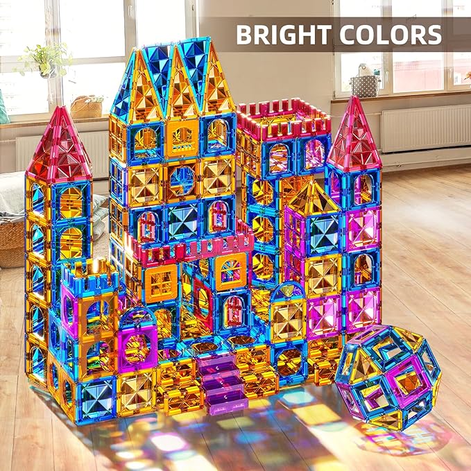 SNAEN Magnet Building Tiles for Kids Ages 3-5 4-8, 96 Pieces Educational Magnet Toys for 3 4 5 6 7 8 Years Old Boys, 3D Building Blocks, Creative Play for Ages 5-7, Toddler Toy Gifts