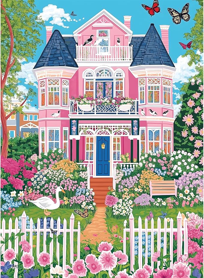 Puzzles for Adults 500 Pieces,Beautiful Manor Puzzle for Adults 500 Pieces,Spring Garden House Jigsaw Puzzles for Seniors and Kids, Perfect for Game Nights Giving Puzzles,20.5x15 in