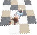 MQIAOHAM® 18 Pieces Puzzle Play Mats, Soft Baby Play Mat, Kids Interlocking Foam Floor Tiles, Toddlers Carpet Playmats G301018-101110112
