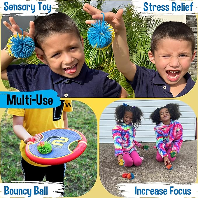 Stringy Balls & Sensory Toys for Kids 20 Pack - Stocking Stuffers For Kids Ages 4 5 6 7 8 + Year Old Gift Ideas - Best Birthday Toddler Gifts for Boys & Girls - Monkey Pom Balls Fidget Toys Party Pack