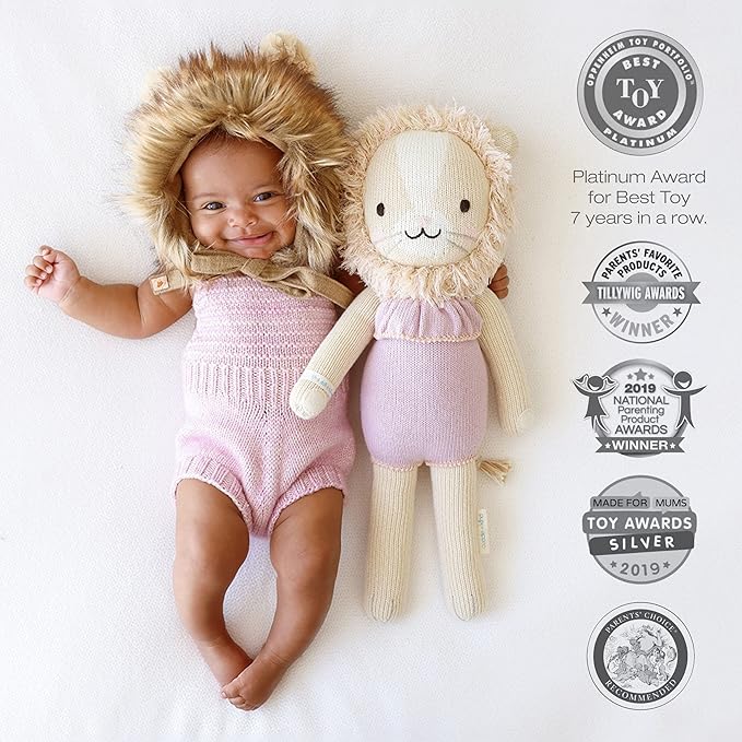 cuddle + kind Savannah The Lion Little 13" Hand-Knit Doll – 1 Doll = 10 Meals, Fair Trade, Heirloom Quality, Handcrafted in Peru, 100% Cotton Yarn