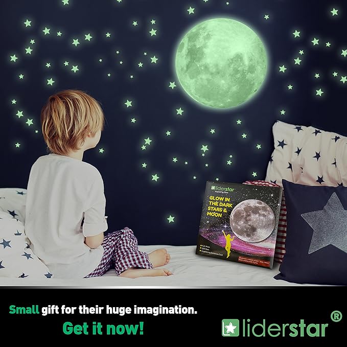 Stars for Ceiling – Glow in The Dark Stars and Moon Wall Decals for Kids Bedroom or Nursery, Luminous Star Stickers for Ceiling, Self-Adhesive Fluorescent Night Sky Decor, Gift for Boys and Girls
