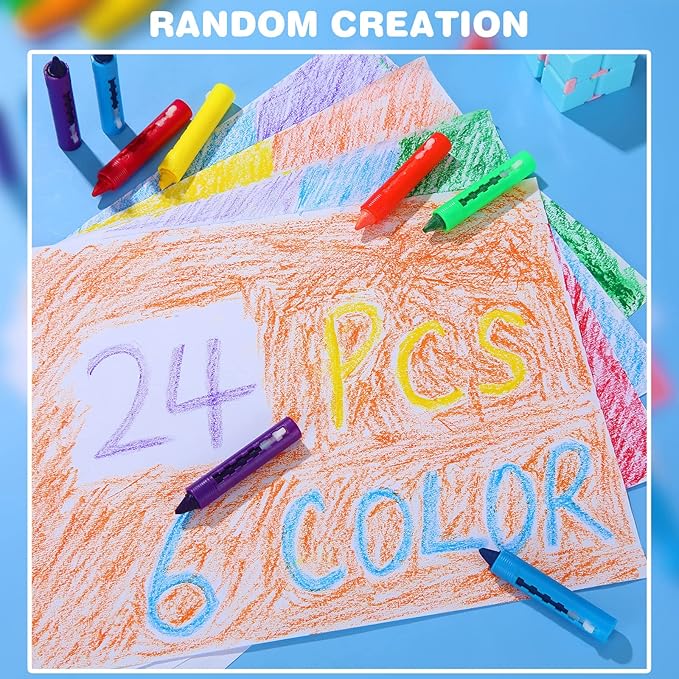 Epakh 24 Pieces Washable Crayons for Toddlers and Kids Easy Clean Colorful Crayons Shower Markers Toys Paint Art Supplies
