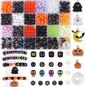 XIANNVXI 480pcs 23color Halloween Glass Beads Jewelry Making Kit Black Orange Purple White Friendship Bracelet Supplies with Halloween Pattern Beads DIY Crafts Kit