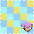 qqpp EVA Rubber 18 Tiles Interlocking Puzzle Foam Floor Mats - Baby Play Mat for Playing | Exercise Mat for Home Workout. Yellow, Blue, Green. QC-EGHb18N