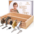 Woodtoe Montessori Lock and Key Toy Set for Kids, Educational Lock Set Keys, Wooden Learning Montessori Materials for 3 4 5 6 Toddlers, Preschool, Home Classroom STEM Educational Birthday Toys