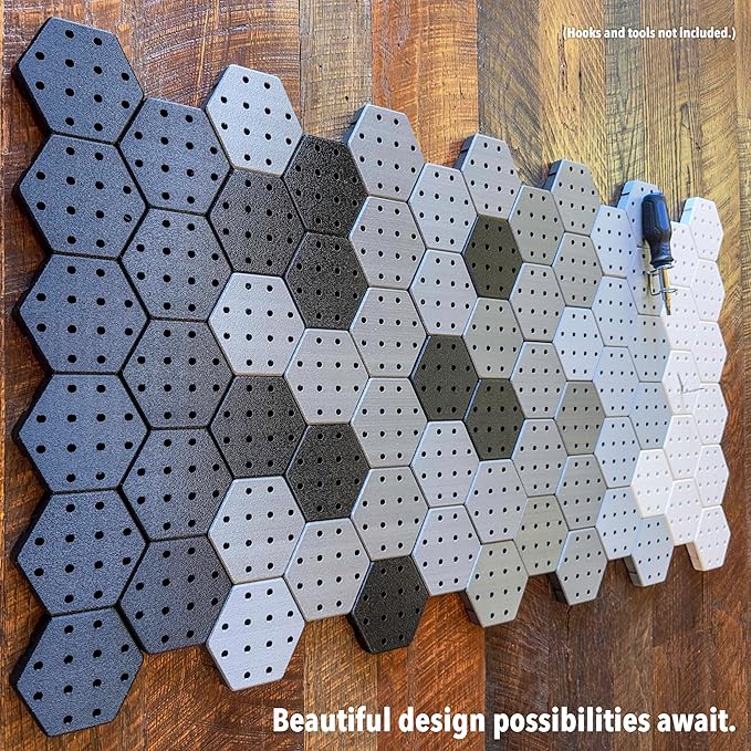 Hexagon Pegboard Tiles, 4.5"x4" each, 5-Pack, Normal-Sized Holes, Make Custom Designs, Easiest to Mount, Expand Existing Pegboard or Fill In Unused Space, Hexboard (Electric Blue, 4 Inch)