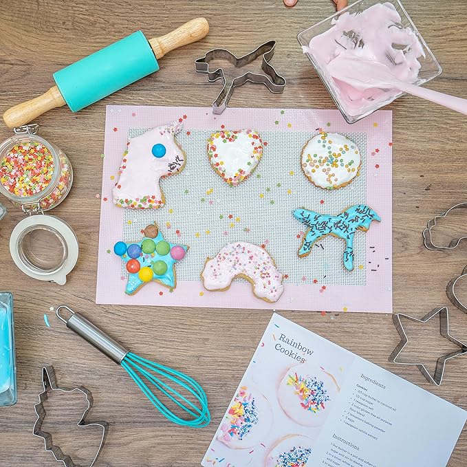 Tovla Jr. Kids Baking Gift Set with Storage Case - Unicorn Baking Gift Set for Kids-Real Cooking Utensils for Cookie, Cupcakes and Decorating
