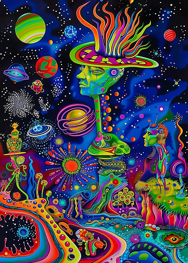 Bgraamiens Puzzle-Alien Land-1000 Pieces Rectangle Puzzle Fun Alien Theme Graffiti Colorful Jigsaw Puzzle for Adults and Kids(Alien Land)
