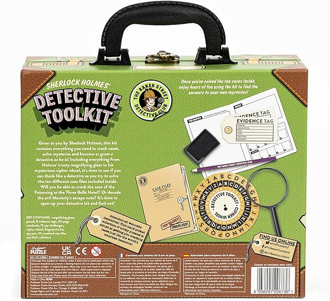 Professor PUZZLE The Detective Toolkit - Mystery Case - Sherlock Holmes Themed Detective kit for Cracking Cases and Solving Mysteries