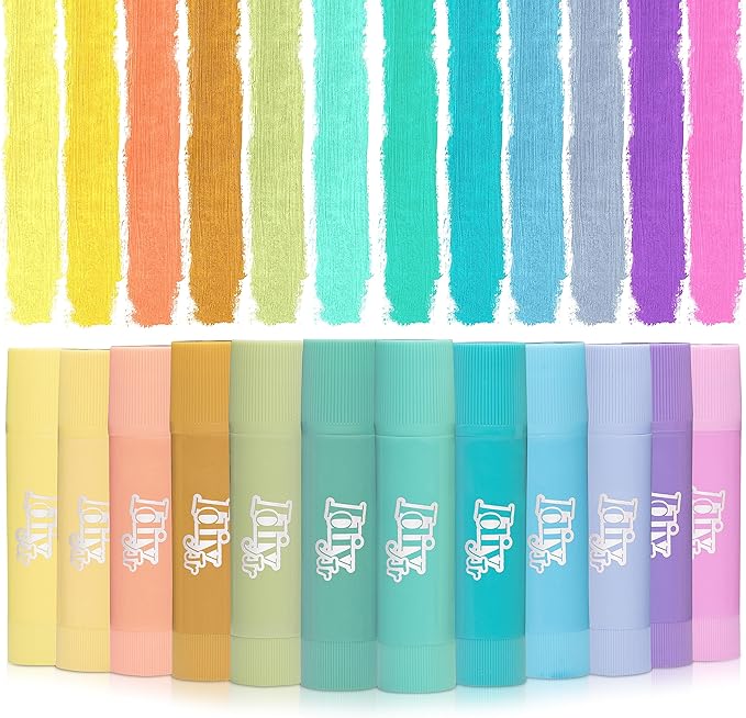 Tempera Paint Sticks Bundle 24 Pack (12 Pastel & 12 Rainbow Colors) - Classroom Back to School Supplies, Arts & Crafts Projects, Draw & Paint on Wood, Ceramic, Canvas! Quick Dry, Non-Toxic, Mess Free