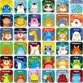 Hebayy 36 Pair Animals Matching Game Cartoon Flash Cards Erasable(72 PCs, Each Measures 2” X 2”)