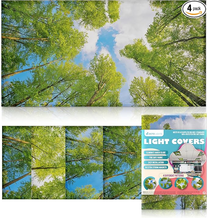 Magnetic Tree Cover for Fluorescent Or LED Fixture - Fluorescent Light Covers for Ceiling Lights - Must Haves for Teacher Supplies - Classroom, Home, Office Decor - Shades Overhead Lighting
