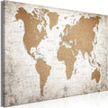 artgeist Pinboard World Map 35x24 in - Cork Board & Canvas Print Wall Art 1 pcs Memoboard with 50 Pins Noticeboard Message Board Image Picture Home Decor Travel Map k-C-10001-p-a