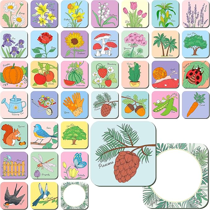 Memory Matching Game, 72 PCS Grow A Garden Matching Cards for Toddlers 36 Designs Memory Cards Educational Toys for Preschool 4 5 6 Years Old
