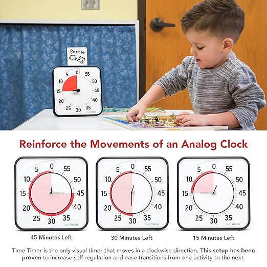TIME TIMER 8 inch Visual Timer - 60 Minute Desk Countdown Clock with Dry Erase Activity Card, Also Magnetic - for Kids Classroom, Homeschooling Study Tool, Task Reminder, Home and Kitchen Timer