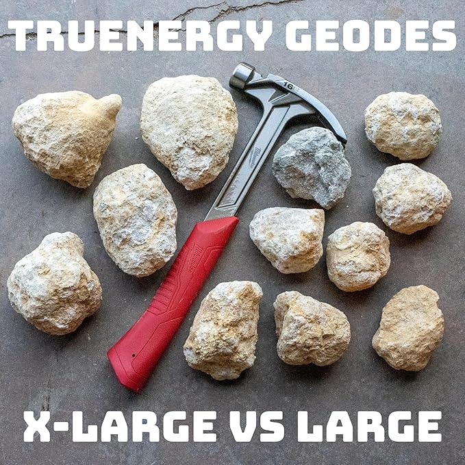 Break Your Own Geode Kit – 10 Natural Geodes 2.75 to 3.5 Inch Crack-Open Experience + Easy to Open + Tools + Geologist Guide – Less Effort for Easy Reveal – STEM Activity + Collectable Gems - Large
