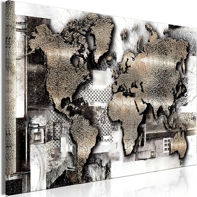 artgeist Pinboard World Map 35x24 in - Cork Board & Canvas Print Wall Art 1 pcs Memoboard with 50 Pins Noticeboard Message Board Image Picture Home Decor Travel Map k-A-0506-p-a