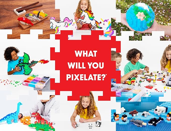 Pix Brix Pixel Art kit Puzzle Bricks - 3,000 Piece Pixel Art Container, 12 Color Light Palette - Interlocking Building Bricks, Create 2D and 3D Builds Without Water or Glue - Stem Toys, Ages 6 Plus